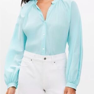 LOFT Women's Light Blue Button Down Shirt